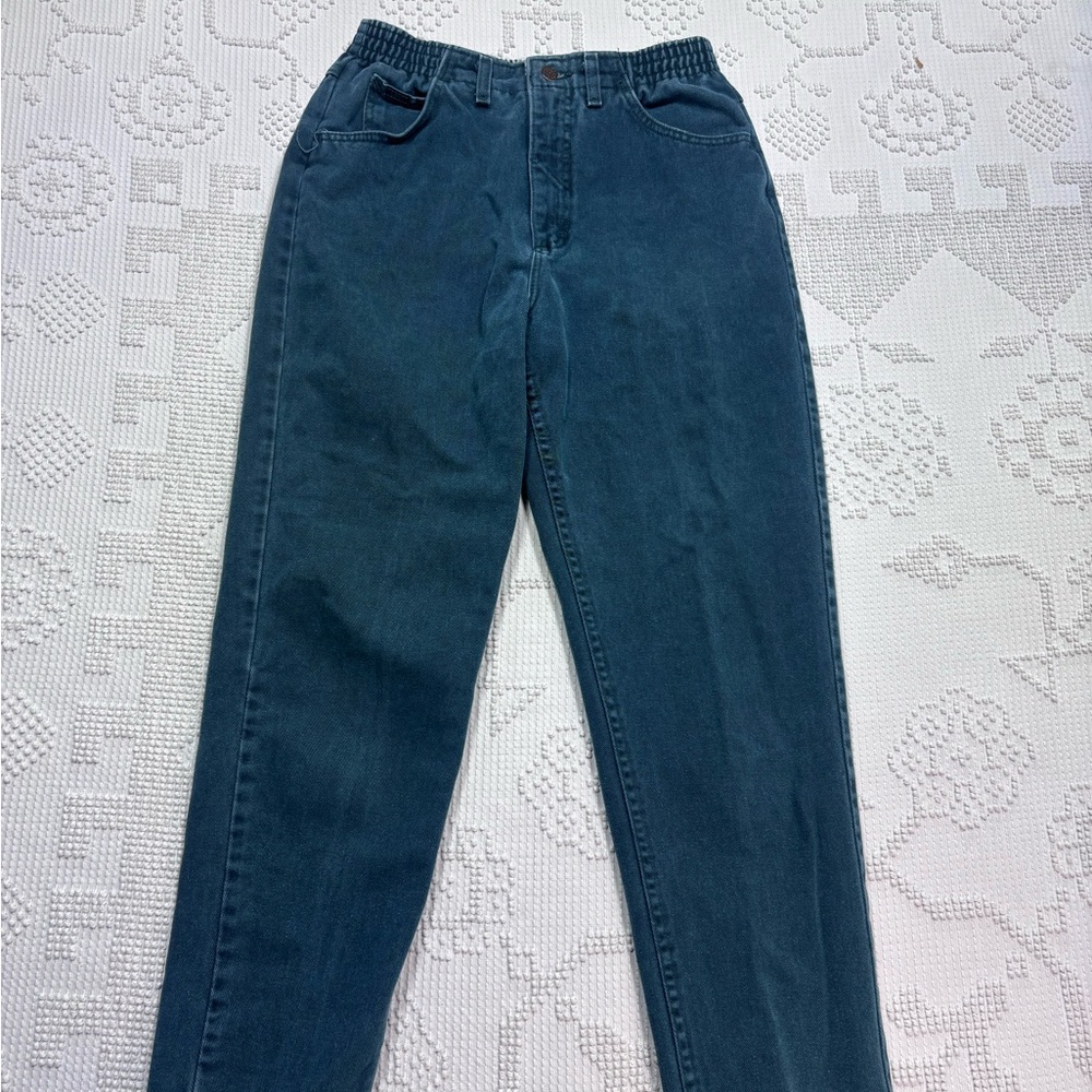Vintage Emerald Green mom jeans Lee High-Rise Elastic Waist Jeans Sz 8